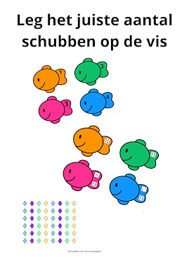 Lesmateriaal Telspel: leg het juiste aantal schubben op de vis van auteur Juf EvVa