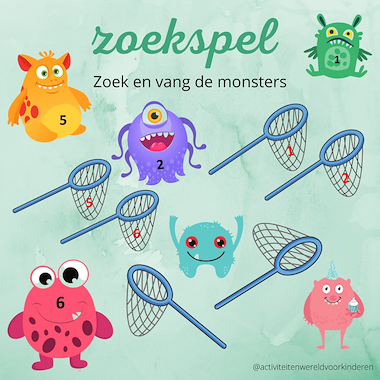 Lesmateriaal Maar eerst ving ik een monster - zoek de monsters PEUTERS van auteur Nanny Melissa