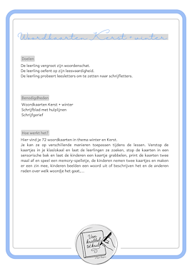 Lesmateriaal Woordkaarten Kerst en winter van auteur Van krabbel tot krul slide 3