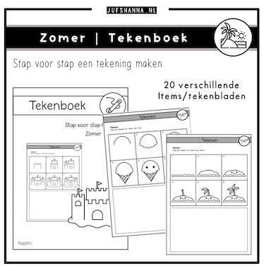 Lesmateriaal Thema zomer | Tekenboek stap voor stap van auteur Juf Shanna