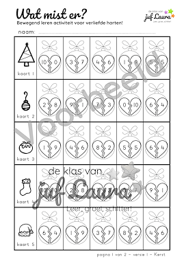 Lesmateriaal Kerst - Wat mist er? - Verliefde harten van auteur De klas van juf Laura slide 3