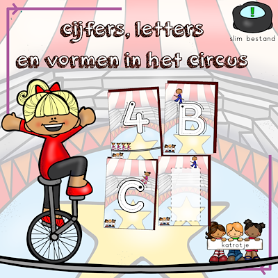 Lesmateriaal cijfers, letters en vormen in het circus van auteur katrotje slide 1