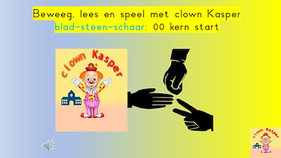 Lesmateriaal Beweeg, lees en speel blad-steen-schaar: kern start van auteur Gratis leuke leesboekjes slide 1