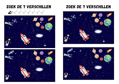 Lesmateriaal RUIMTE zoek de 7 verschillen van auteur juf Tinne slide 2