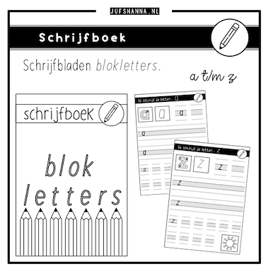 Lesmateriaal Schrijven | Werkbladen blokletters van auteur Juf Shanna slide 1