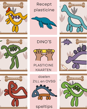 Lesmateriaal plasticinekaarten - dinosaurussen van auteur Little Play Friends