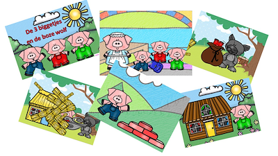 Lesmateriaal thema de 3 biggetjes van auteur Little Play Friends