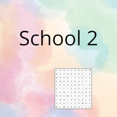 Lesmateriaal AN - de school (deel 2) - spel 4: woordzoeker van auteur Peggy Van Rompaey