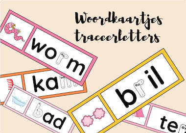 Woordkaartjes traceerletters 