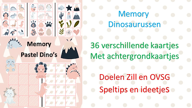 Lesmateriaal Memory - pastel dino's van auteur Little Play Friends slide 2