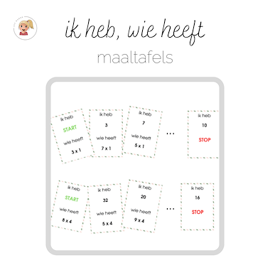 Lesmateriaal Ik heb, wie heeft - tafels van auteur Juf Hanne_