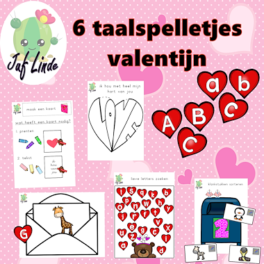 Lesmateriaal 6 taalspelletjes valentijn van auteur juf Linde