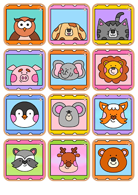 Lesmateriaal memory dierenhoofdjes - klik op de foto van auteur Little Play Friends slide 2