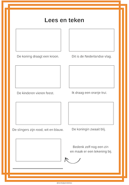 Lesmateriaal Koningsdag - lees & teken van auteur Eenkijkjeindeklas