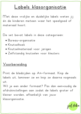 Lesmateriaal Labels klasorganisatie van auteur Juf Nika slide 2