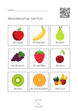 Lesmateriaal Woordenschatsfiches thema het fruit (+ beeldmateriaal) van auteur deklasvankaat slide 1