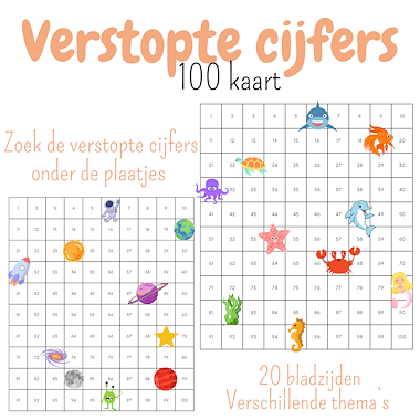 Lesmateriaal Verstopte cijfers 100 kaart | Missende cijfers honderd veld  van auteur My Teacher Shares