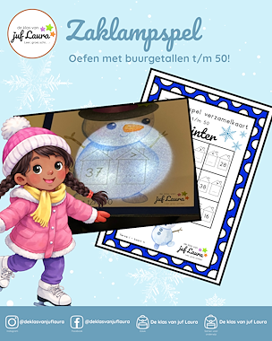 Lesmateriaal Winter - Zaklampspel - Buurgetallen t/m 50 van auteur De klas van juf Laura