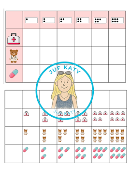 Lesmateriaal Thema de dokter/ziek zijn : Matrix tellen tot 6 van auteur Juf Katy slide 2