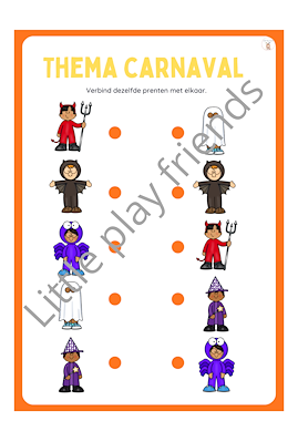 Lesmateriaal Verbind dezelfde figuren met elkaar thema carnaval van auteur Little Play Friends slide 2