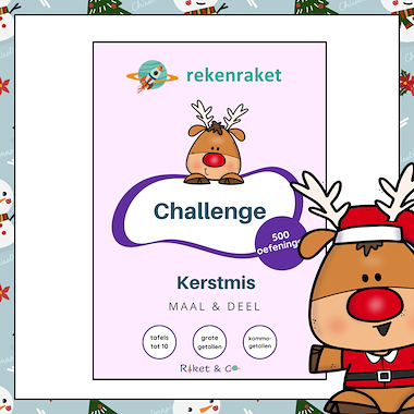 Lesmateriaal rekenchallenge Kerst maal en deel van auteur Raket en Co slide 1