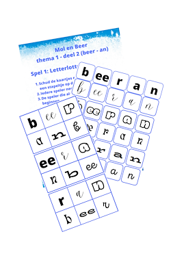 Lesmateriaal Mol en Beer - thema 1 deel 2 beer/an - letterlotto van auteur Peggy Van Rompaey