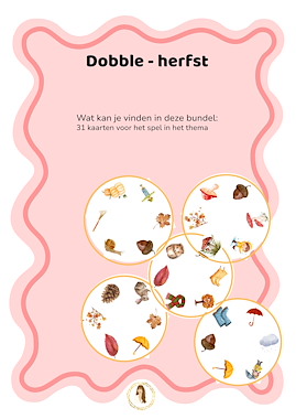 Lesmateriaal Dobble - herfst van auteur Juf Lise slide 1