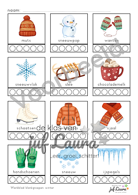 Lesmateriaal Winter - Werkblad klankgroepen van auteur De klas van juf Laura slide 2