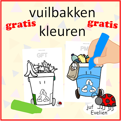 Lesmateriaal vuilbakken kleuren van auteur juf Evelien