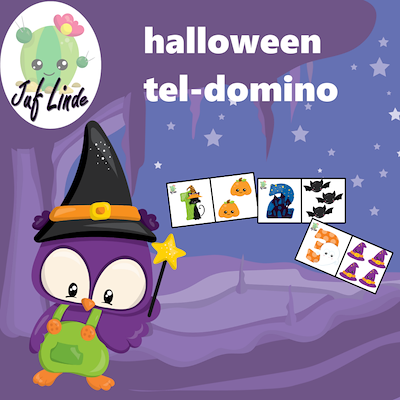 Lesmateriaal Halloween tel domino van auteur juf Linde