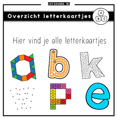 Collectie van lesmaterialen met onderwerp Letterkaartjes overzicht van auteur Juf Shanna