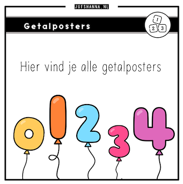 Collectie van lesmaterialen met onderwerp Getalposters overzicht van auteur Juf Shanna